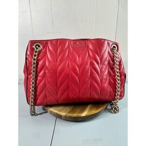 Kate Spade Shoulder Bag Women Medium Red Good Quilted Leather Briar Lane Emelyn